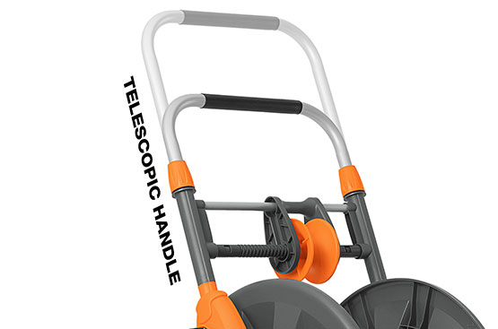 Ручка тележки регулируется по высоте и делает работу с ней комфортной даже людям с высоким ростом. Рукоятка имеет специальное прорезиненное покрытие.